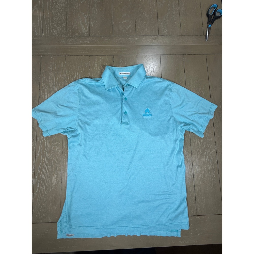 Peter Millar Riviera Country‎ Club Polo Shirt Mens Small Light Blue Striped Golf
